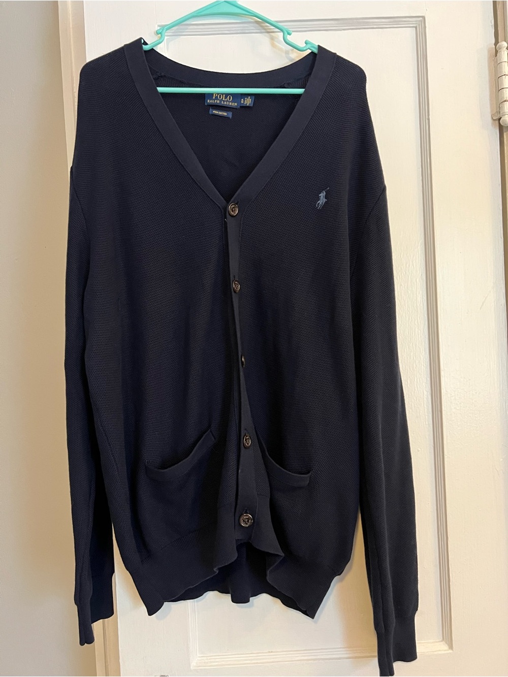 Ralph Lauren Navy Men's V-Neck Button Cardigan